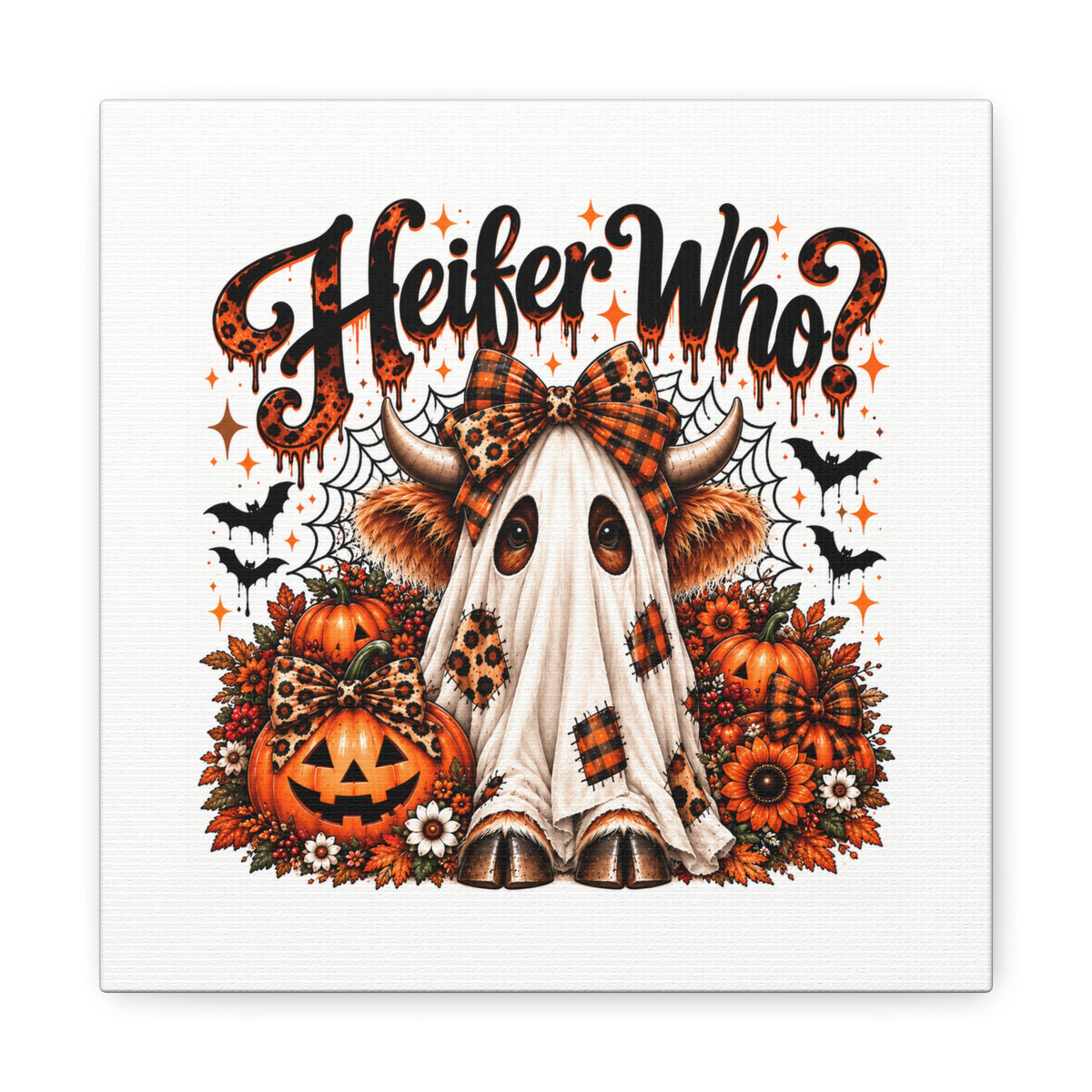 Halloween Highland Cow Ghost Matte Canvas