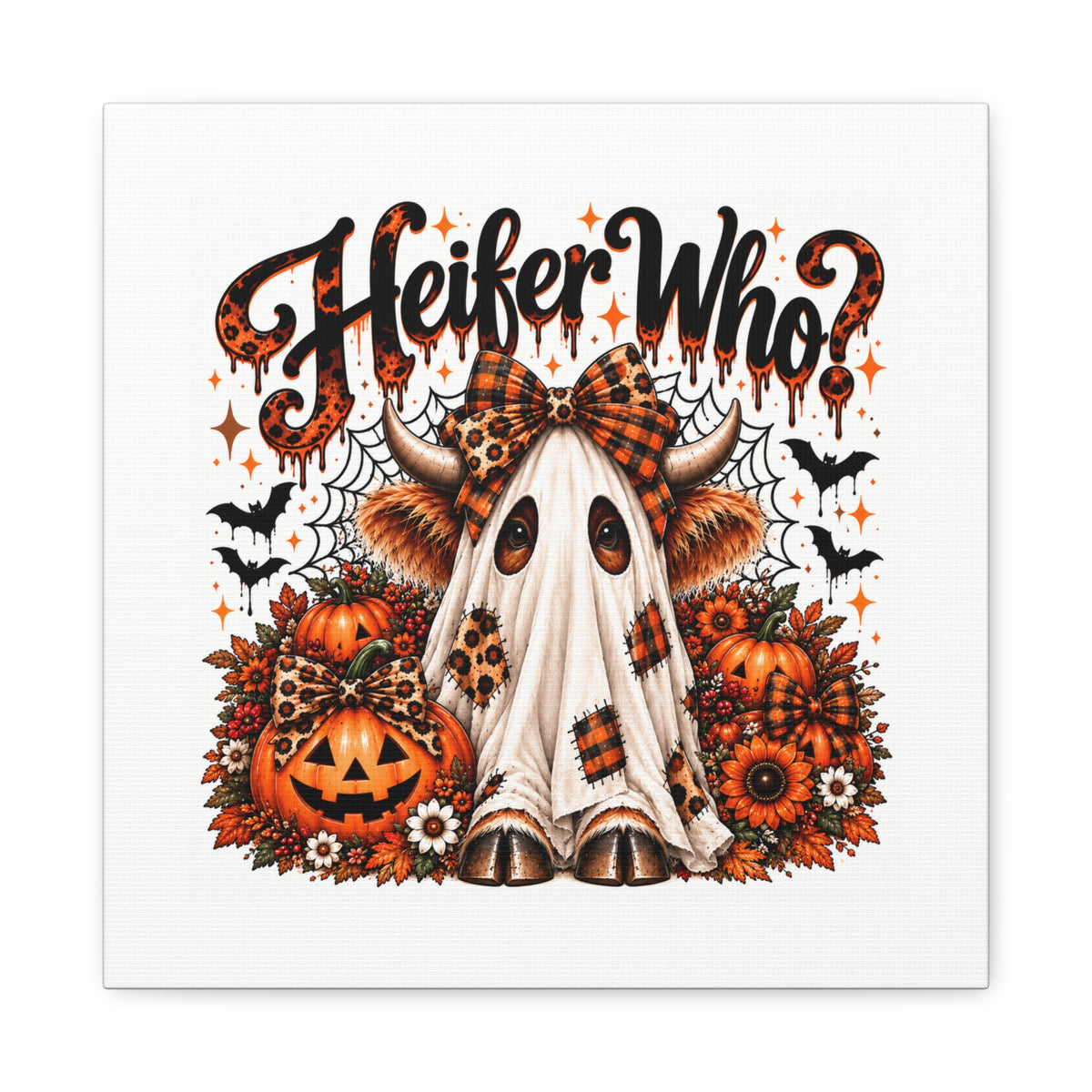 Halloween Highland Cow Ghost Matte Canvas