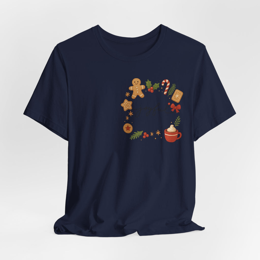 Joyful Christmas Tee — Holiday Gingerbread & Cocoa Graphic T-Shirt