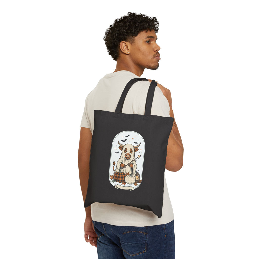 Spooky Halloween Dog Tote | Canvas Pumpkin Bat Autumn Tote