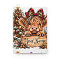 Christmas Highland Cow Hardcover Journal — Personalized "Your Name" Lined Notebook