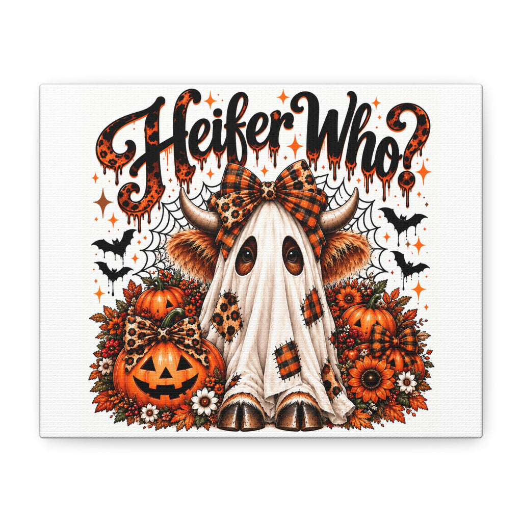 Halloween Highland Cow Ghost Matte Canvas