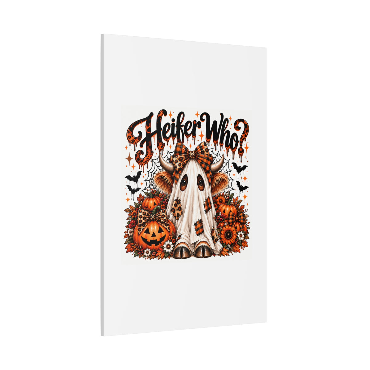 Halloween Highland Cow Ghost Matte Canvas