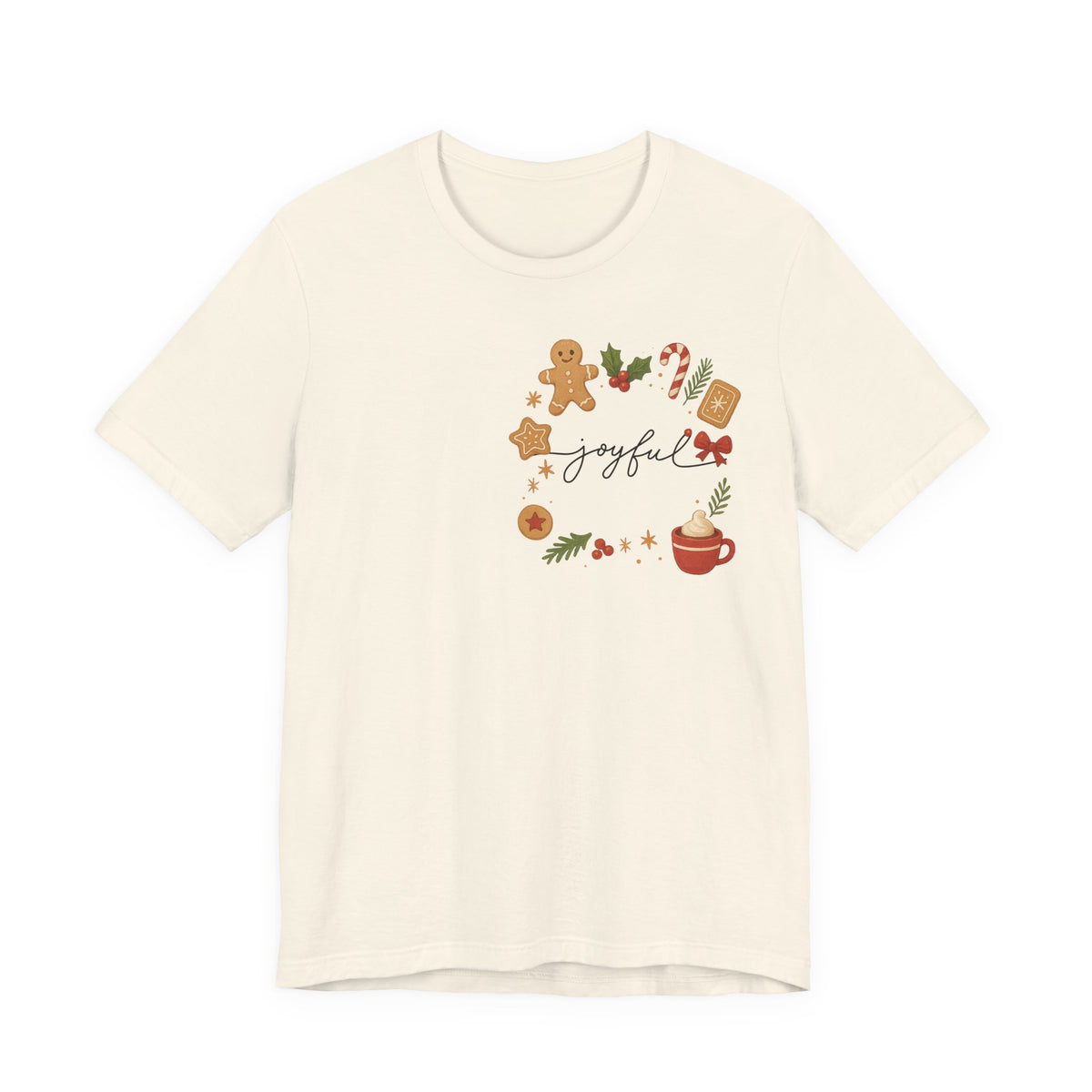 Joyful Christmas Tee — Holiday Gingerbread & Cocoa Graphic T-Shirt
