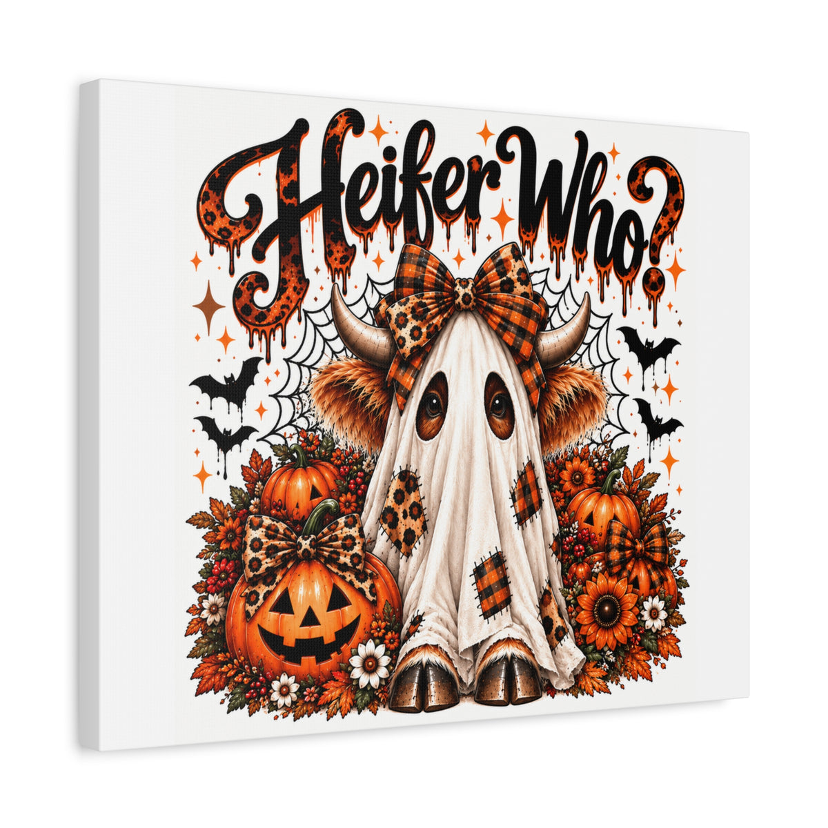 Halloween Highland Cow Ghost Matte Canvas