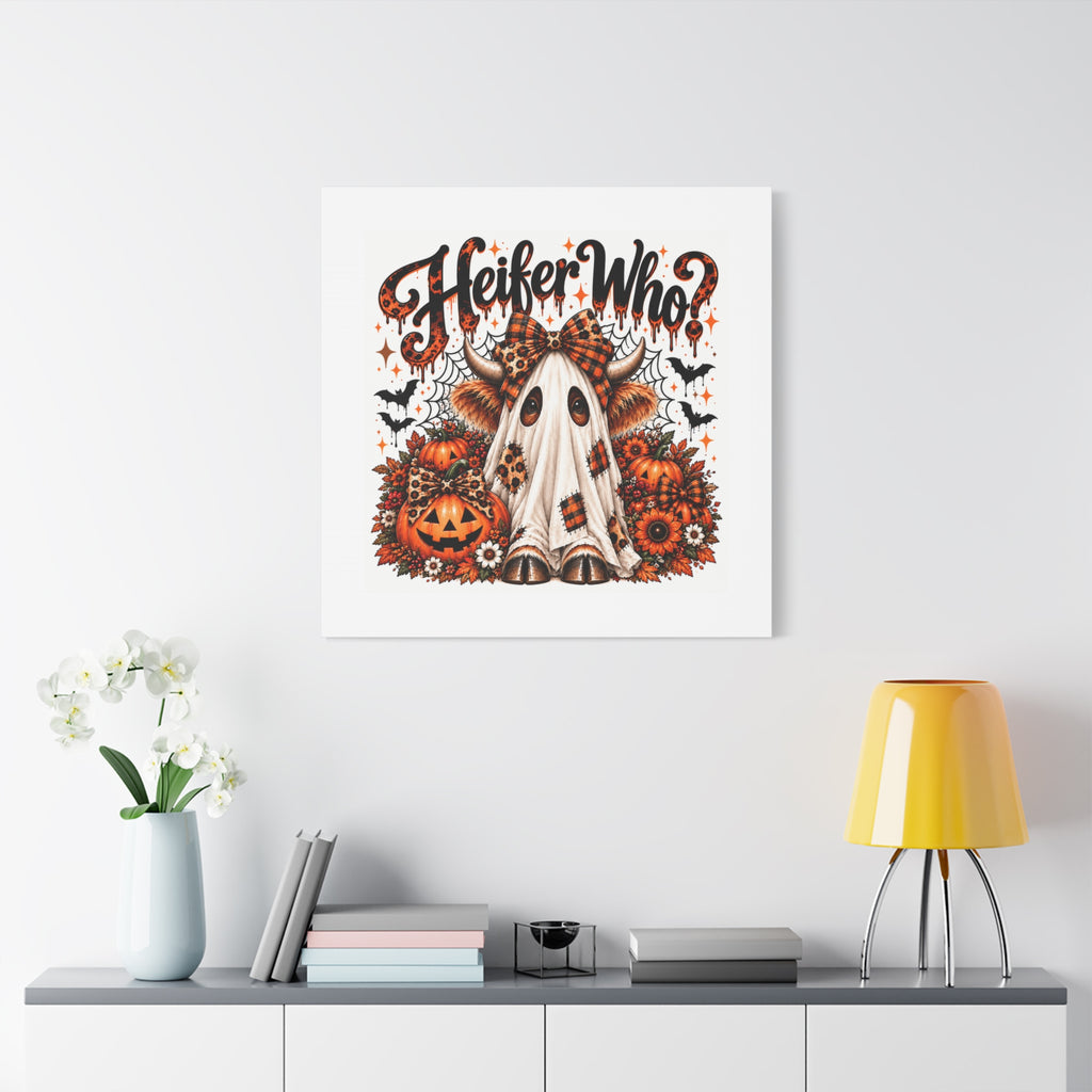 Halloween Highland Cow Ghost Matte Canvas