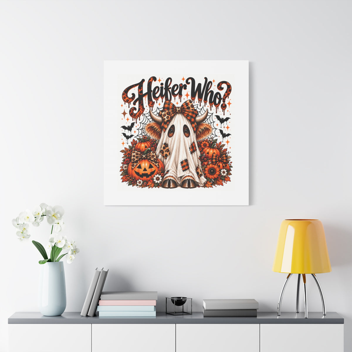 Halloween Highland Cow Ghost Matte Canvas