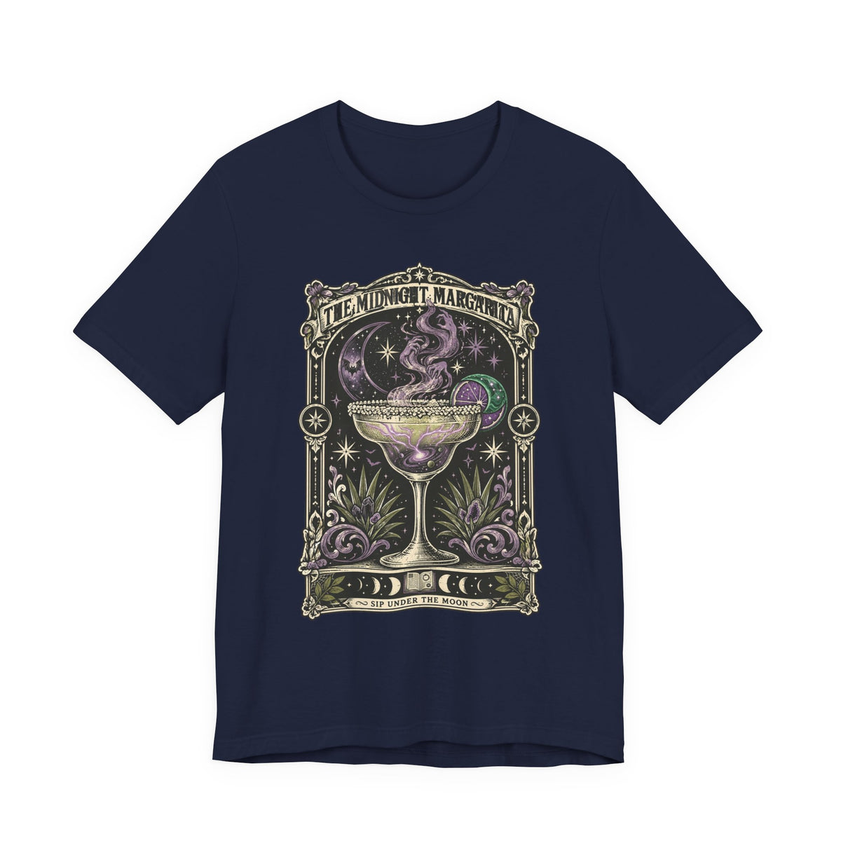 Midnight Margarita Illustration Tee | Vintage Cocktail Night, Moonlit Palms