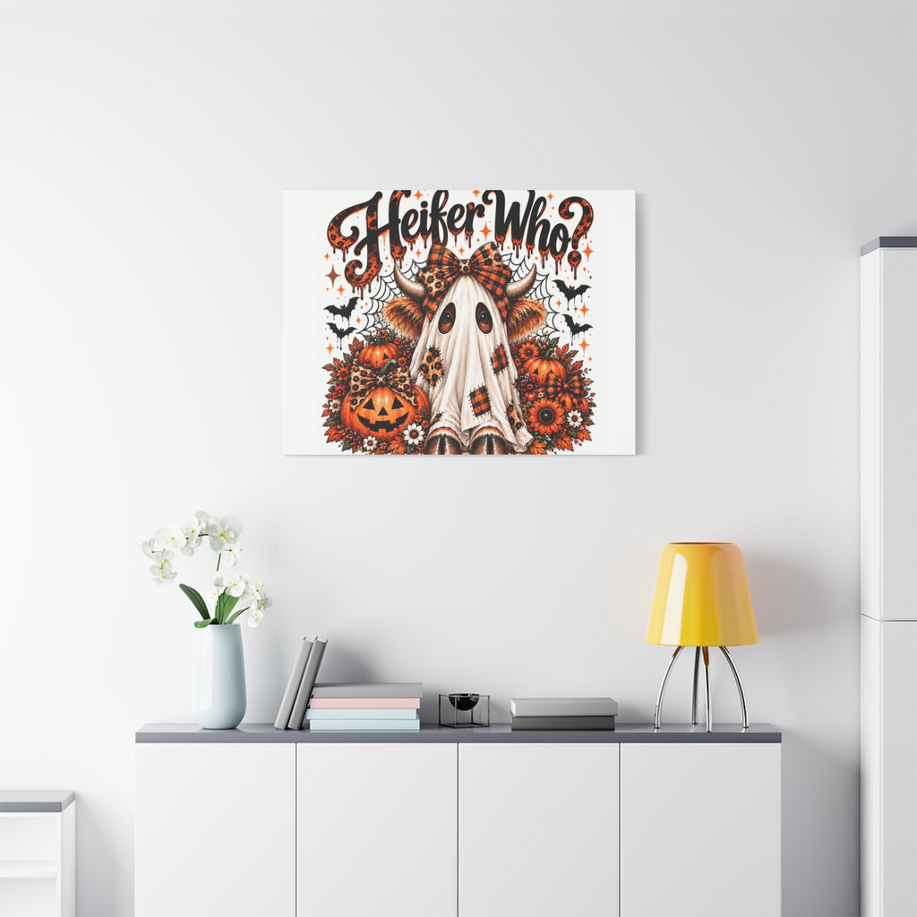 Halloween Highland Cow Ghost Matte Canvas