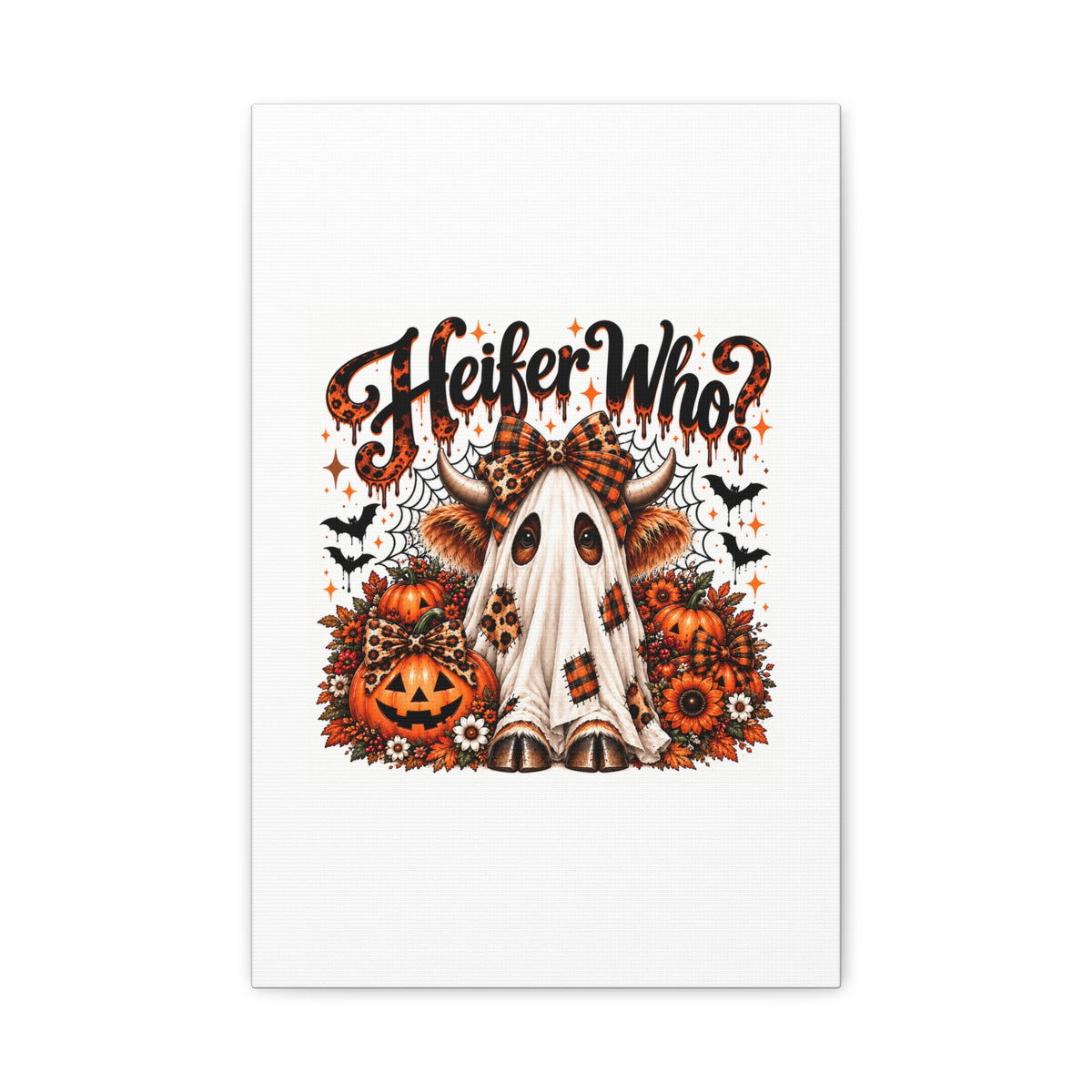 Halloween Highland Cow Ghost Matte Canvas