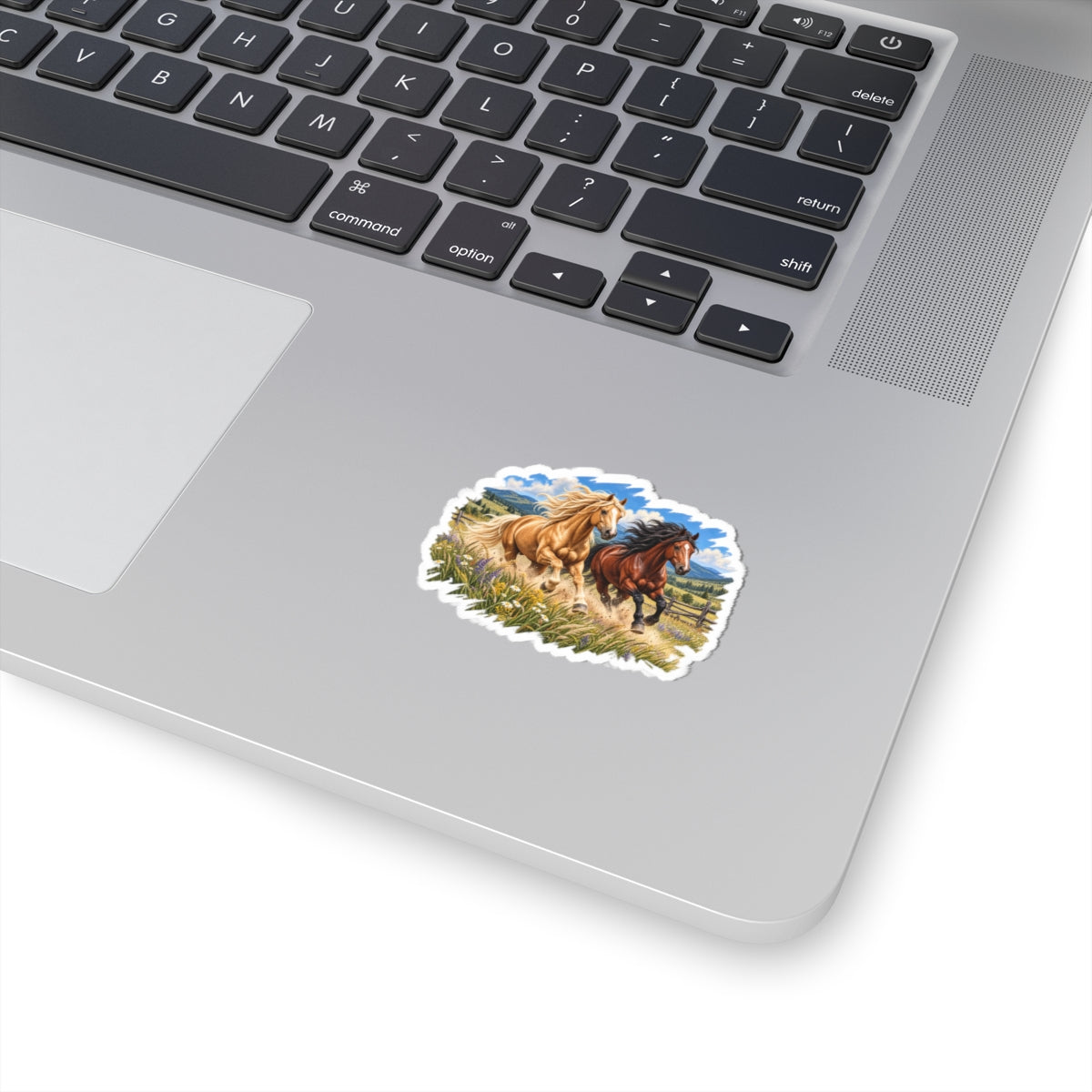Running Horses Kiss-Cut Sticker — Wild Mustang Scene Sticker