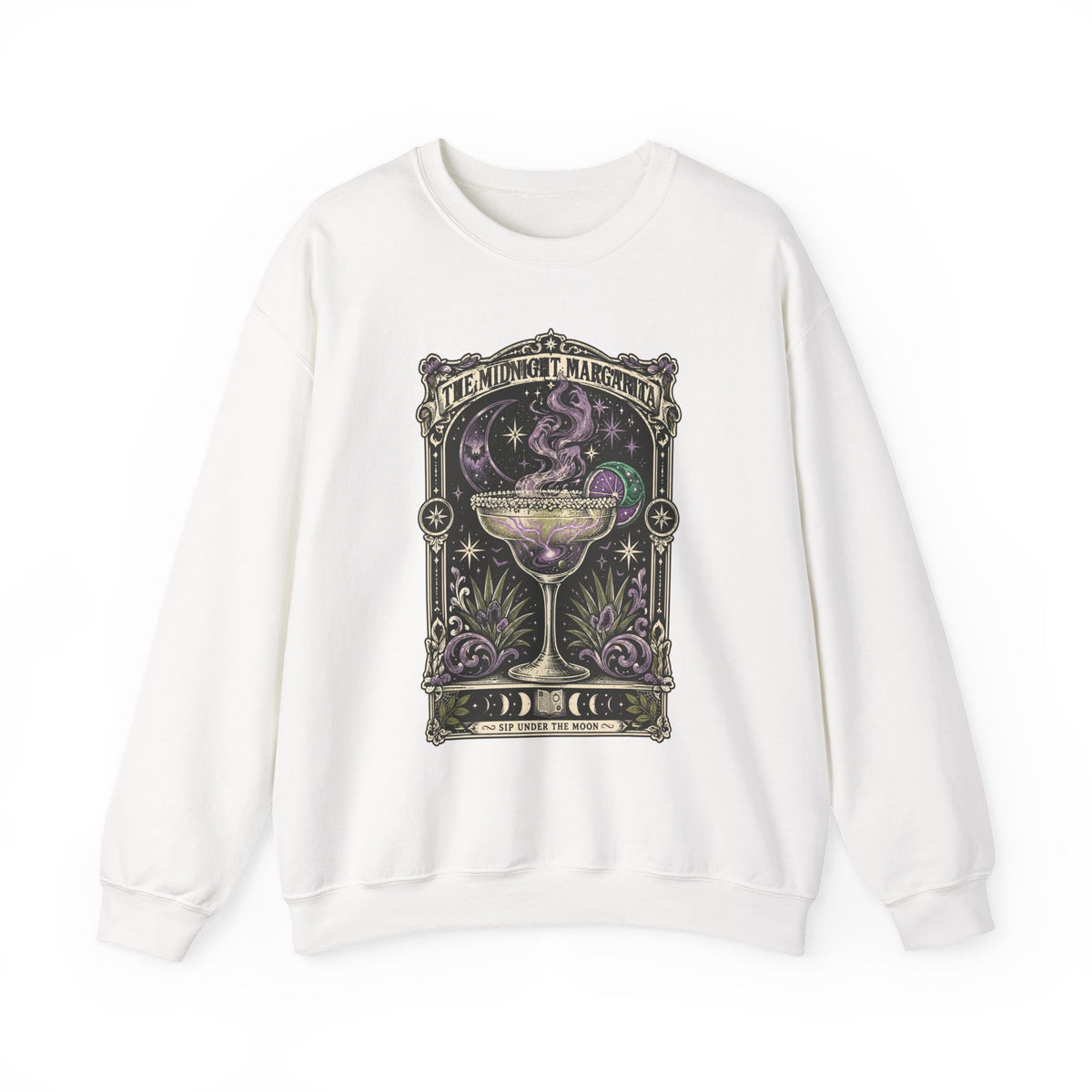 Midnight Margarita Illustration Sweatshirt | Moonlit Cocktail, Mystic Baroque