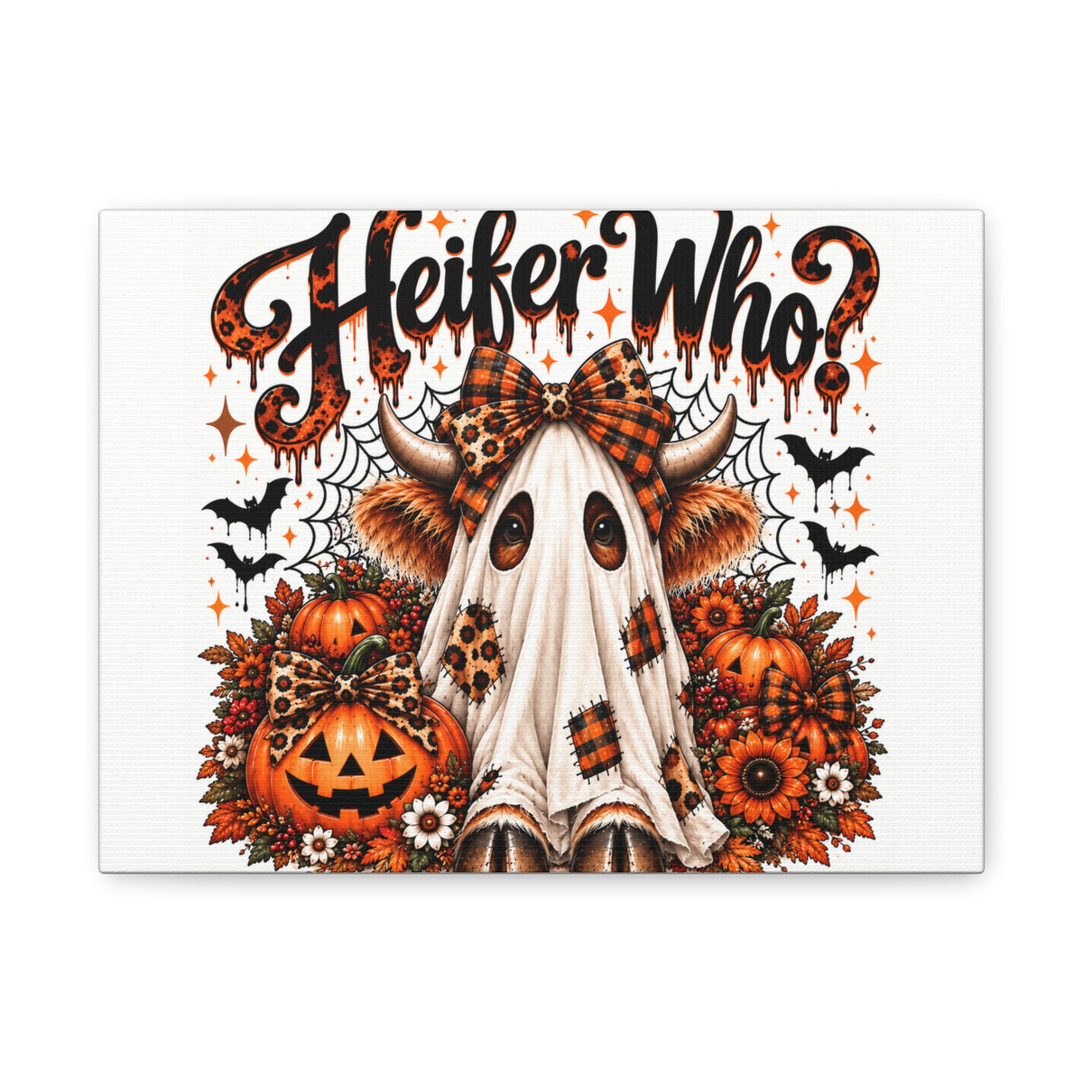Halloween Highland Cow Ghost Matte Canvas