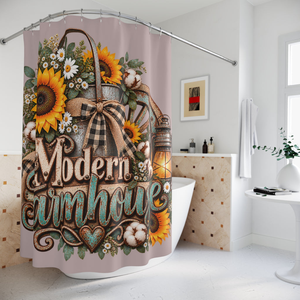 Modern Farmhouse Sunflower Shower Curtain