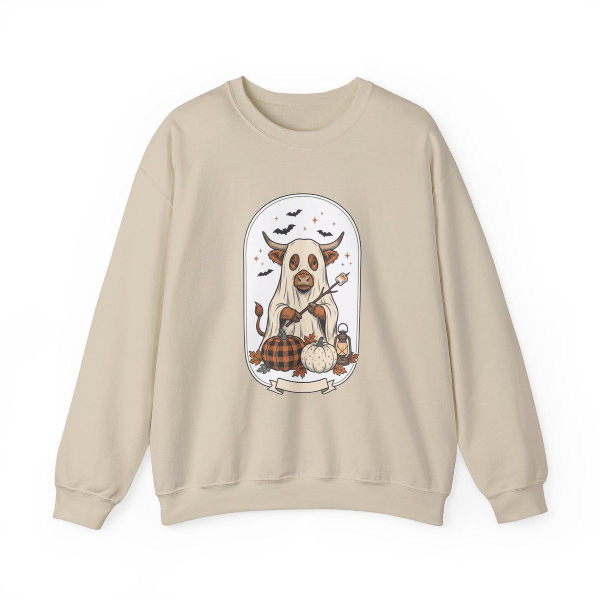 Spooky Cow Witch Illustration Sweatshirt | Halloween Animal Graphic