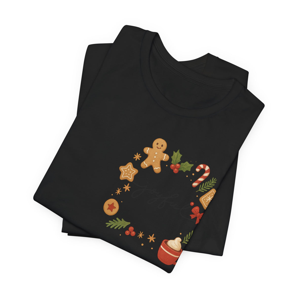 Joyful Christmas Tee — Holiday Gingerbread & Cocoa Graphic T-Shirt