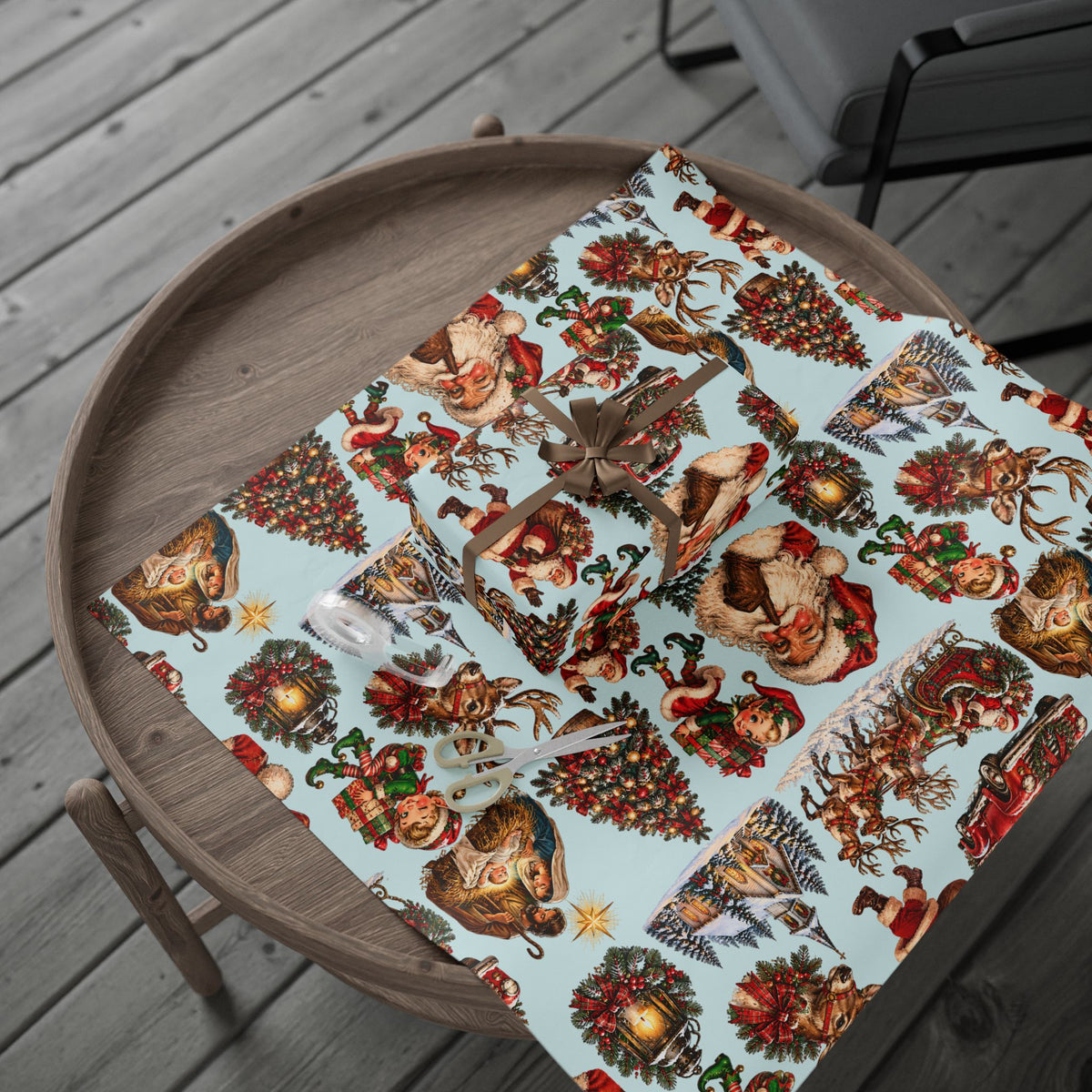 Vintage Christmas Wrapping Paper – Santa & Woodland Holiday Gift Wrap