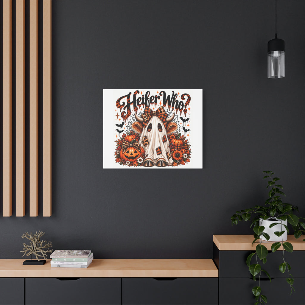 Halloween Highland Cow Ghost Matte Canvas