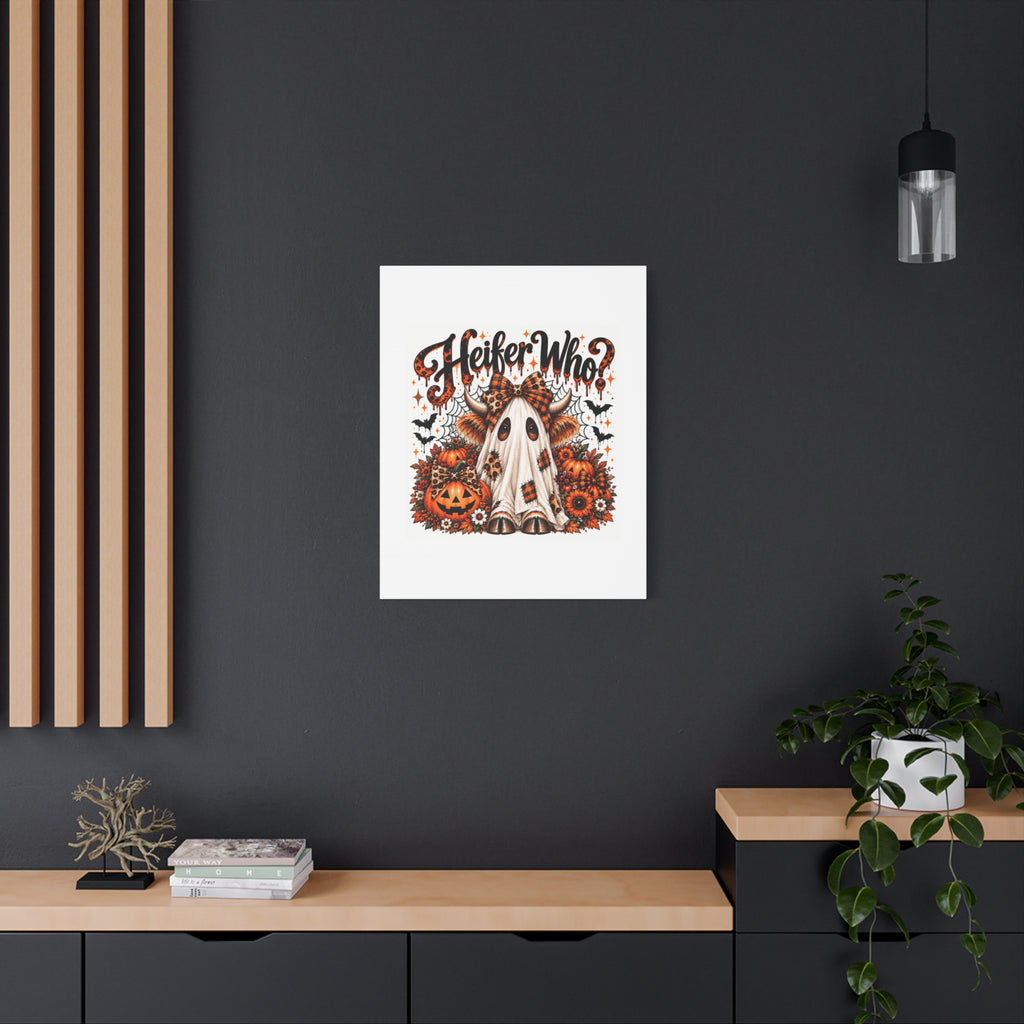 Halloween Highland Cow Ghost Matte Canvas