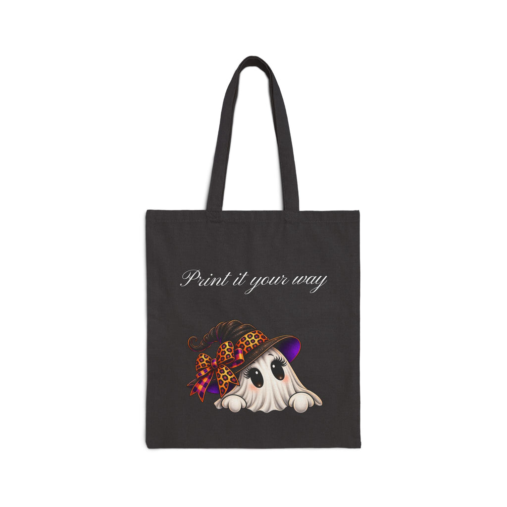 Personalized “Print It Your Way” Ghost Halloween Canvas Tote Bag