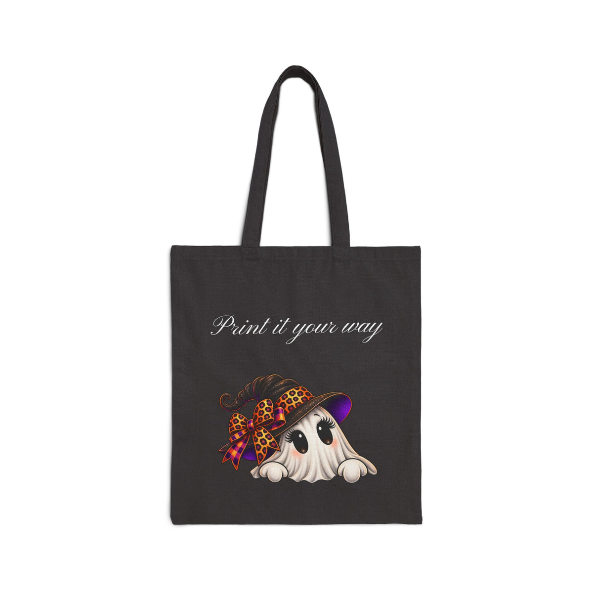Personalized “Print It Your Way” Ghost Halloween Canvas Tote Bag