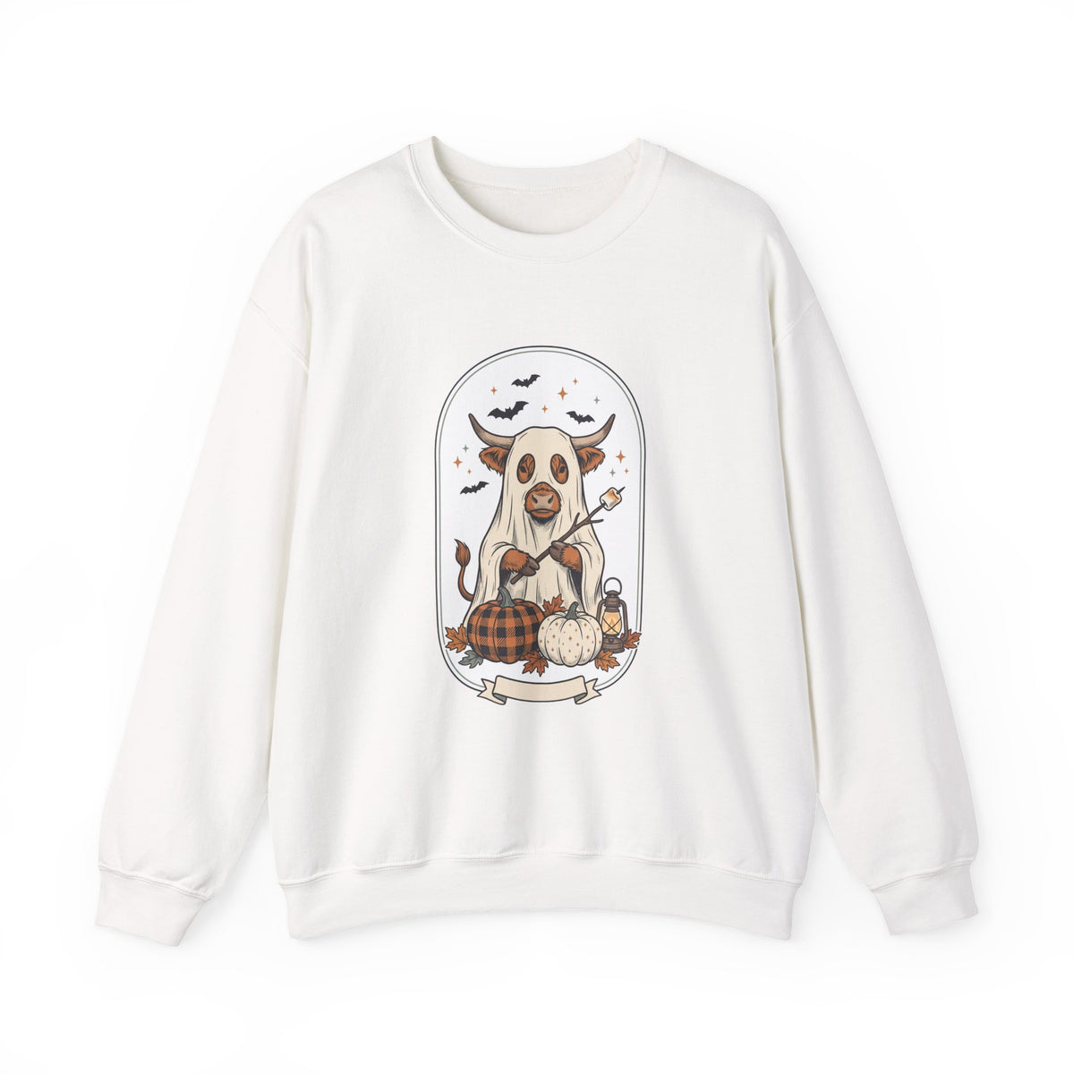 Spooky Cow Witch Illustration Sweatshirt | Halloween Animal Graphic