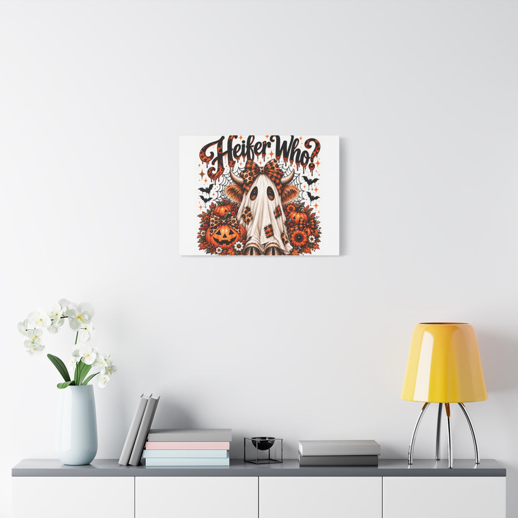 Halloween Highland Cow Ghost Matte Canvas