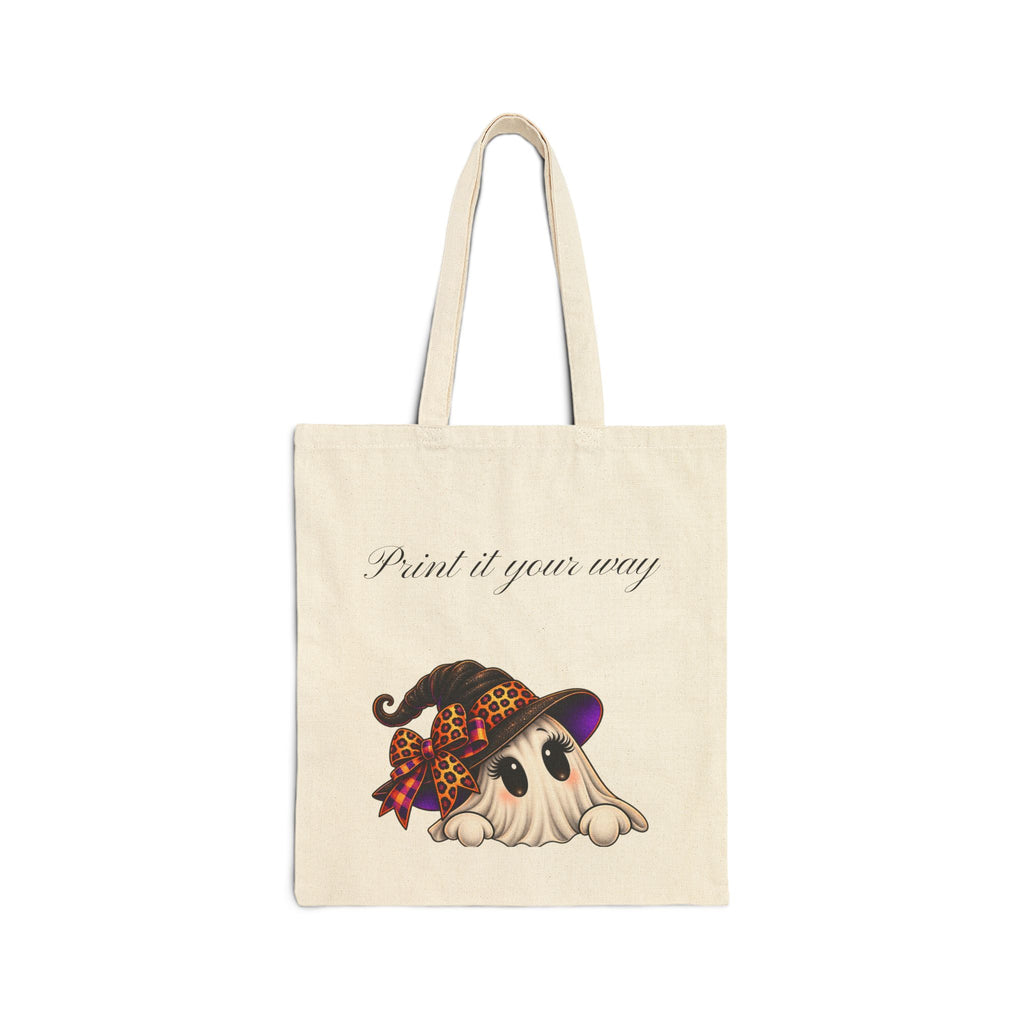 Personalized “Print It Your Way” Ghost Halloween Canvas Tote Bag