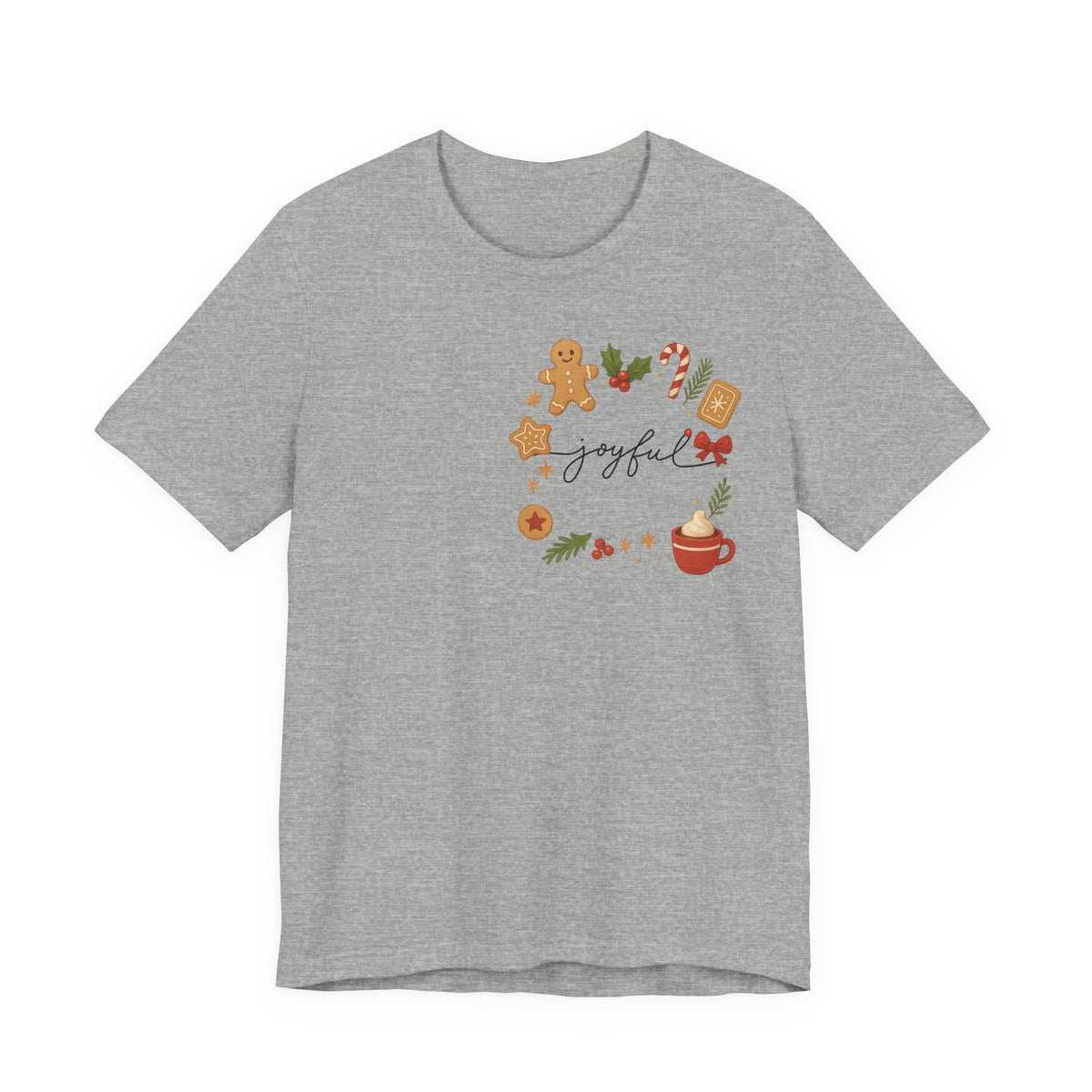 Joyful Christmas Tee — Holiday Gingerbread & Cocoa Graphic T-Shirt