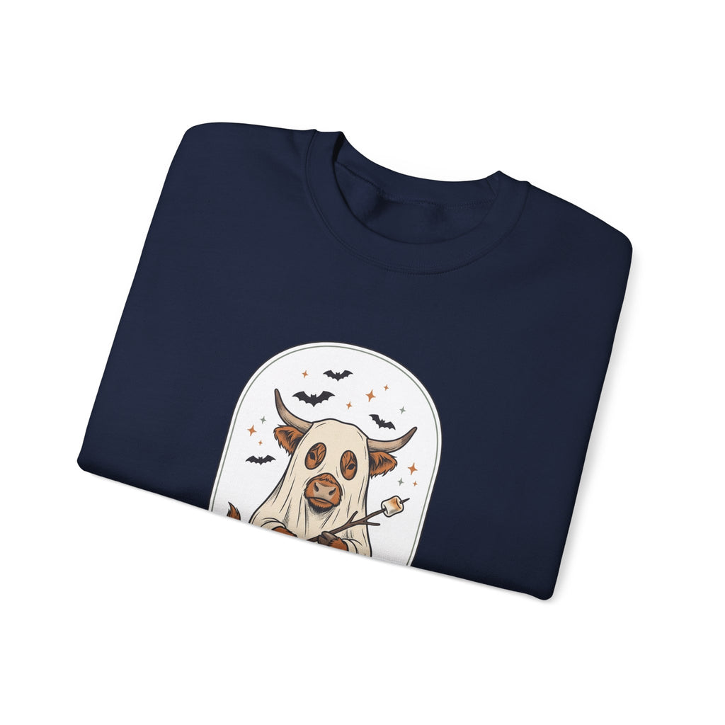 Spooky Cow Witch Illustration Sweatshirt | Halloween Animal Graphic
