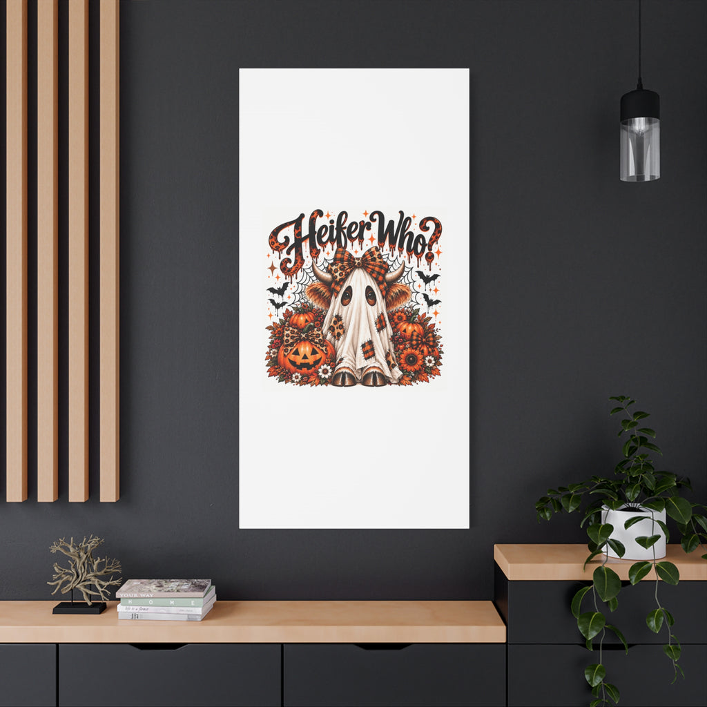 Halloween Highland Cow Ghost Matte Canvas