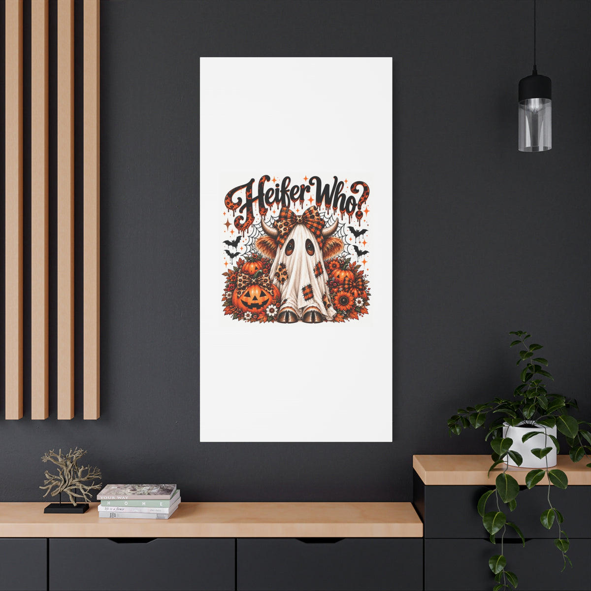 Halloween Highland Cow Ghost Matte Canvas