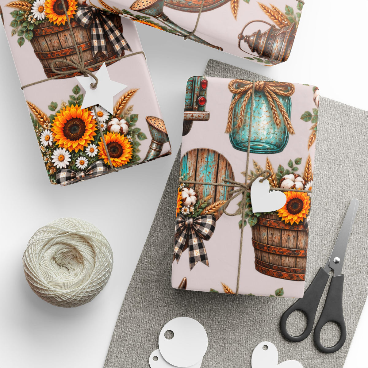Rustic Farmhouse Sunflower Wrapping Paper