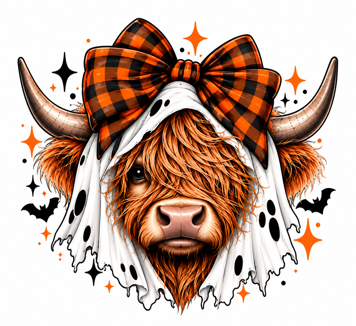 Heifer Who? Halloween Cow Hoodie — Cute Spooky Pumpkin & Ghost Graphic