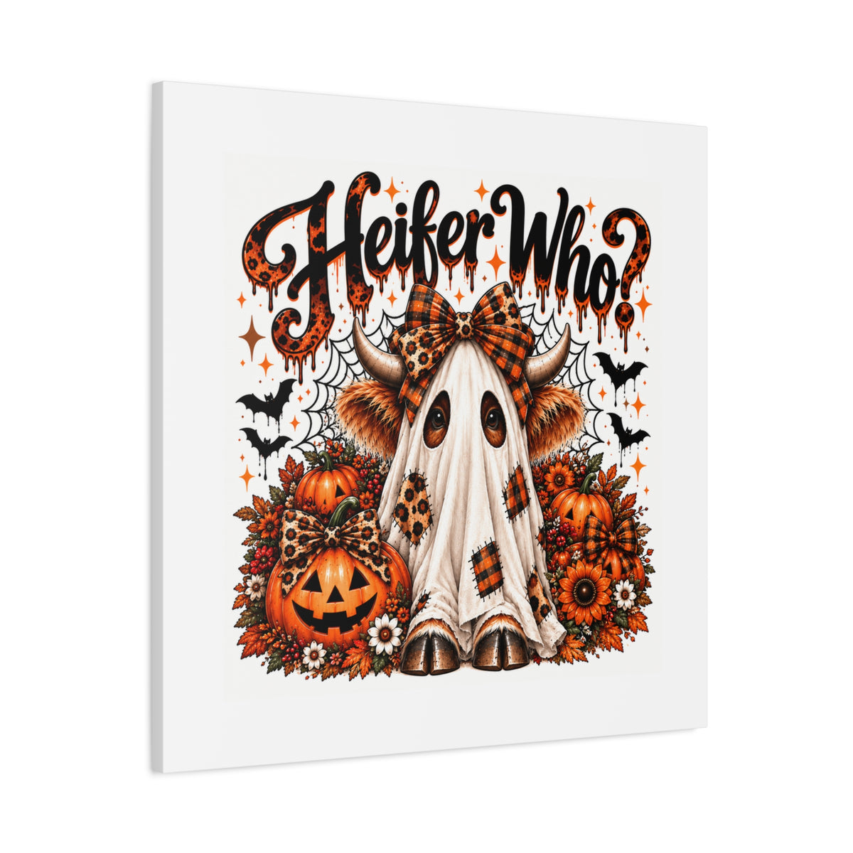 Halloween Highland Cow Ghost Matte Canvas