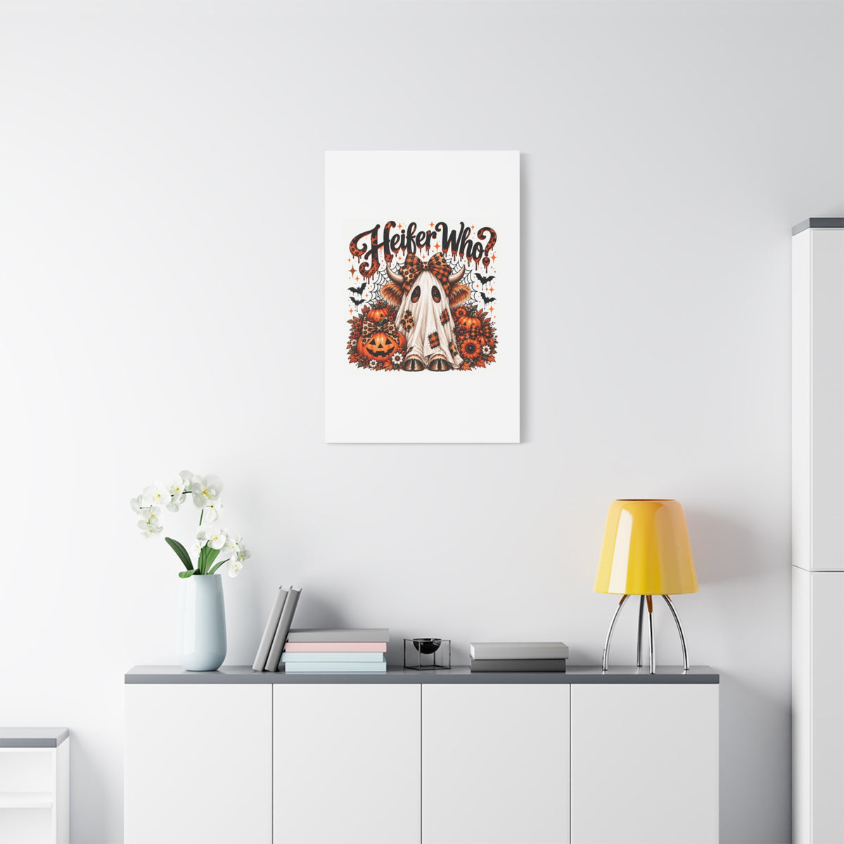 Halloween Highland Cow Ghost Matte Canvas