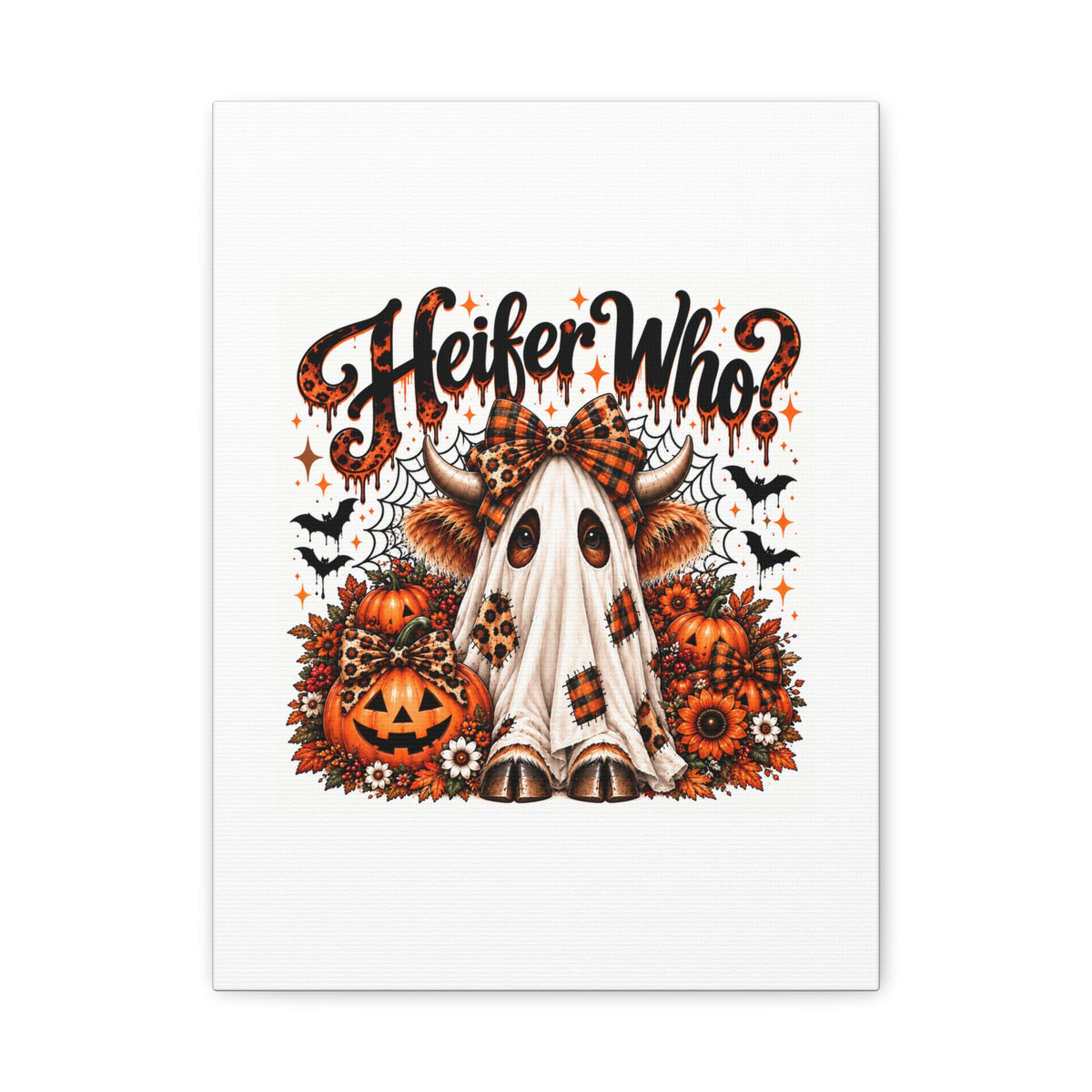 Halloween Highland Cow Ghost Matte Canvas
