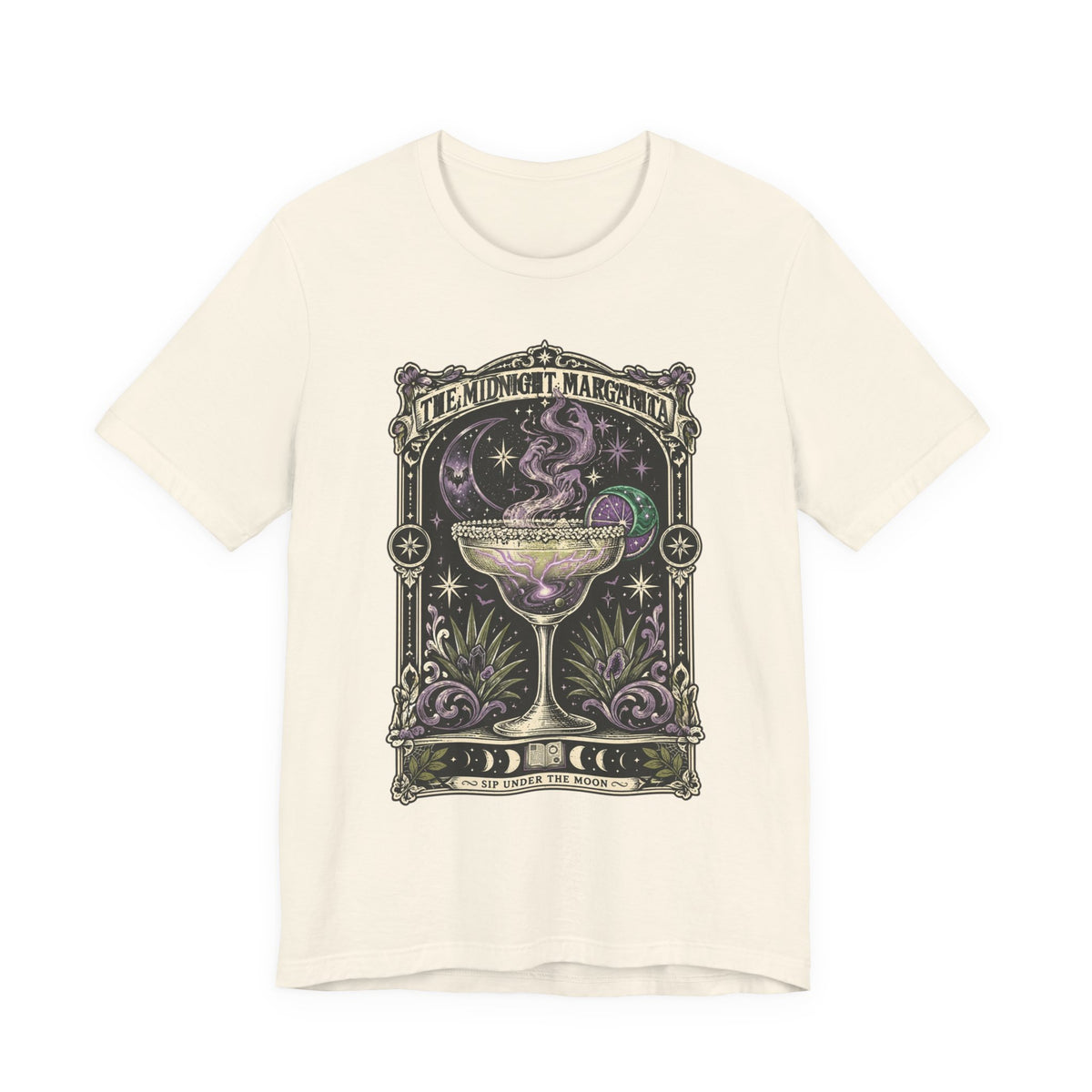 Midnight Margarita Illustration Tee | Vintage Cocktail Night, Moonlit Palms
