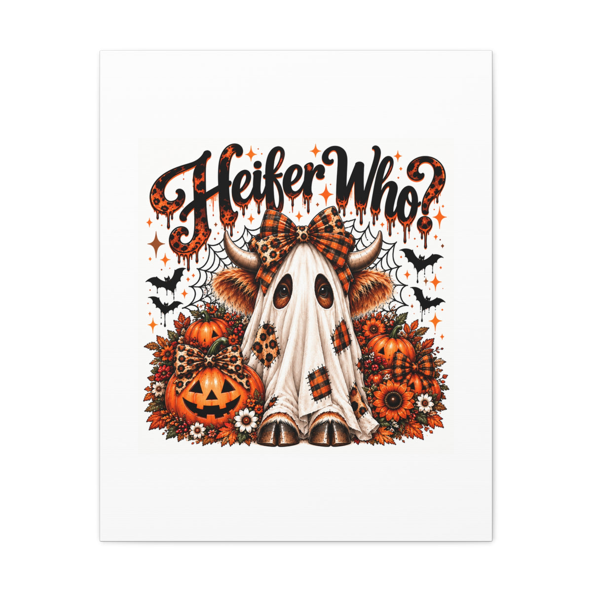 Halloween Highland Cow Ghost Matte Canvas