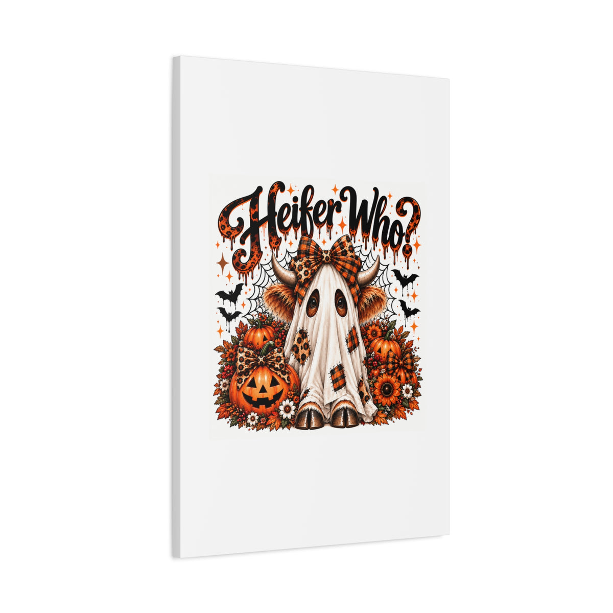 Halloween Highland Cow Ghost Matte Canvas