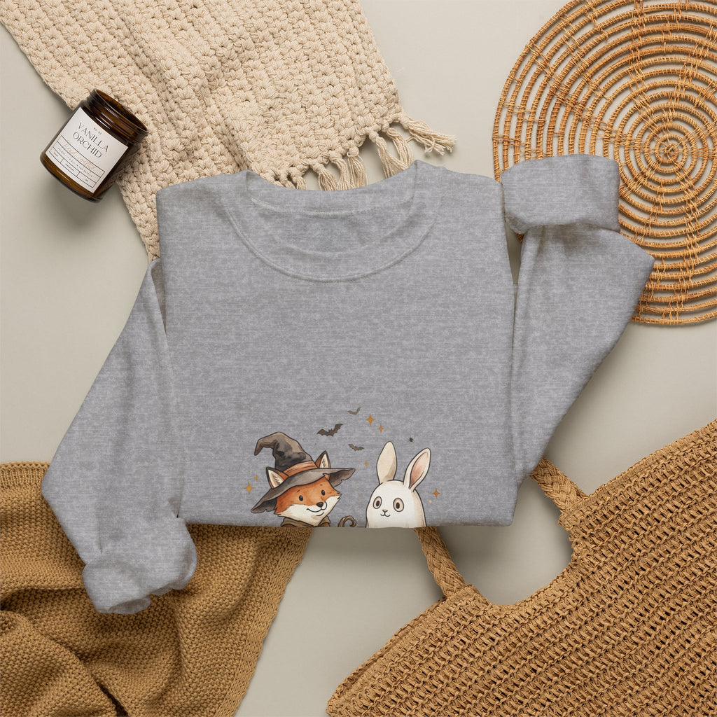 Cute Witch Fox & Ghost Bunny Halloween Sweatshirt | Spooky Animals
