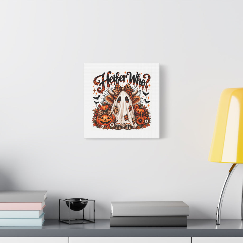 Halloween Highland Cow Ghost Matte Canvas