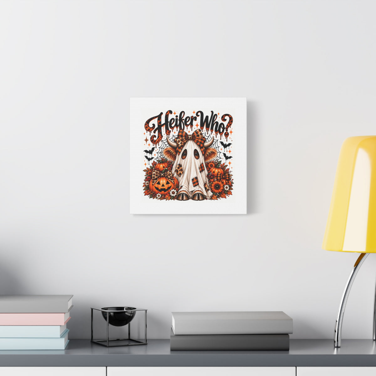 Halloween Highland Cow Ghost Matte Canvas