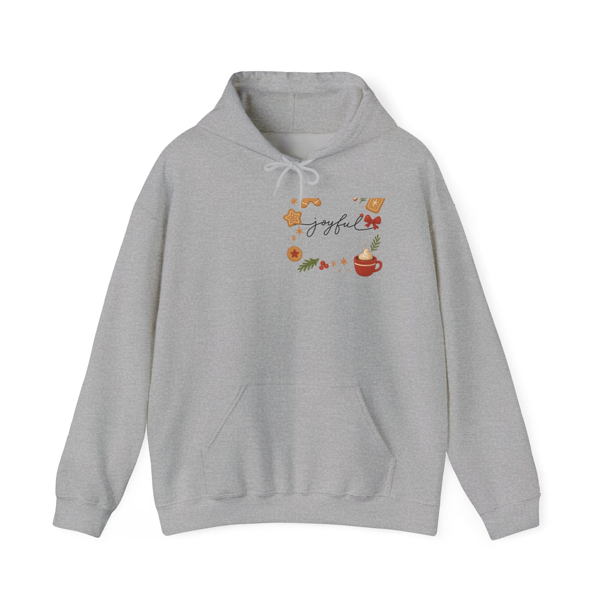 Joyful Autumn Hoodie — Cozy Fall Leaves & Hot Cocoa Graphic Sweatshirt