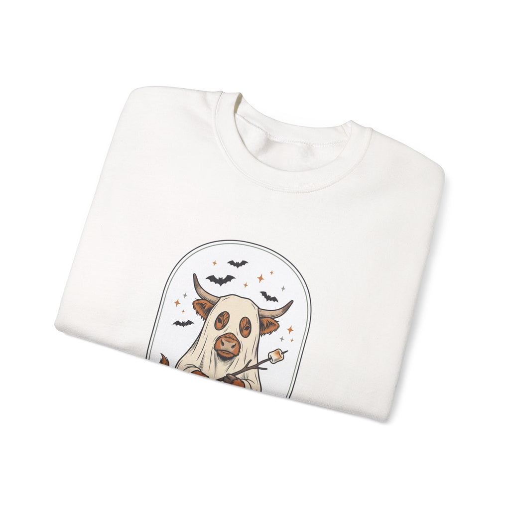 Spooky Cow Witch Illustration Sweatshirt | Halloween Animal Graphic