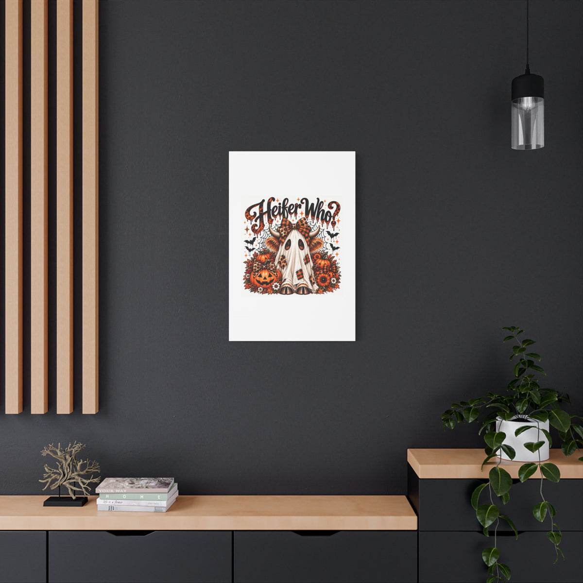 Halloween Highland Cow Ghost Matte Canvas