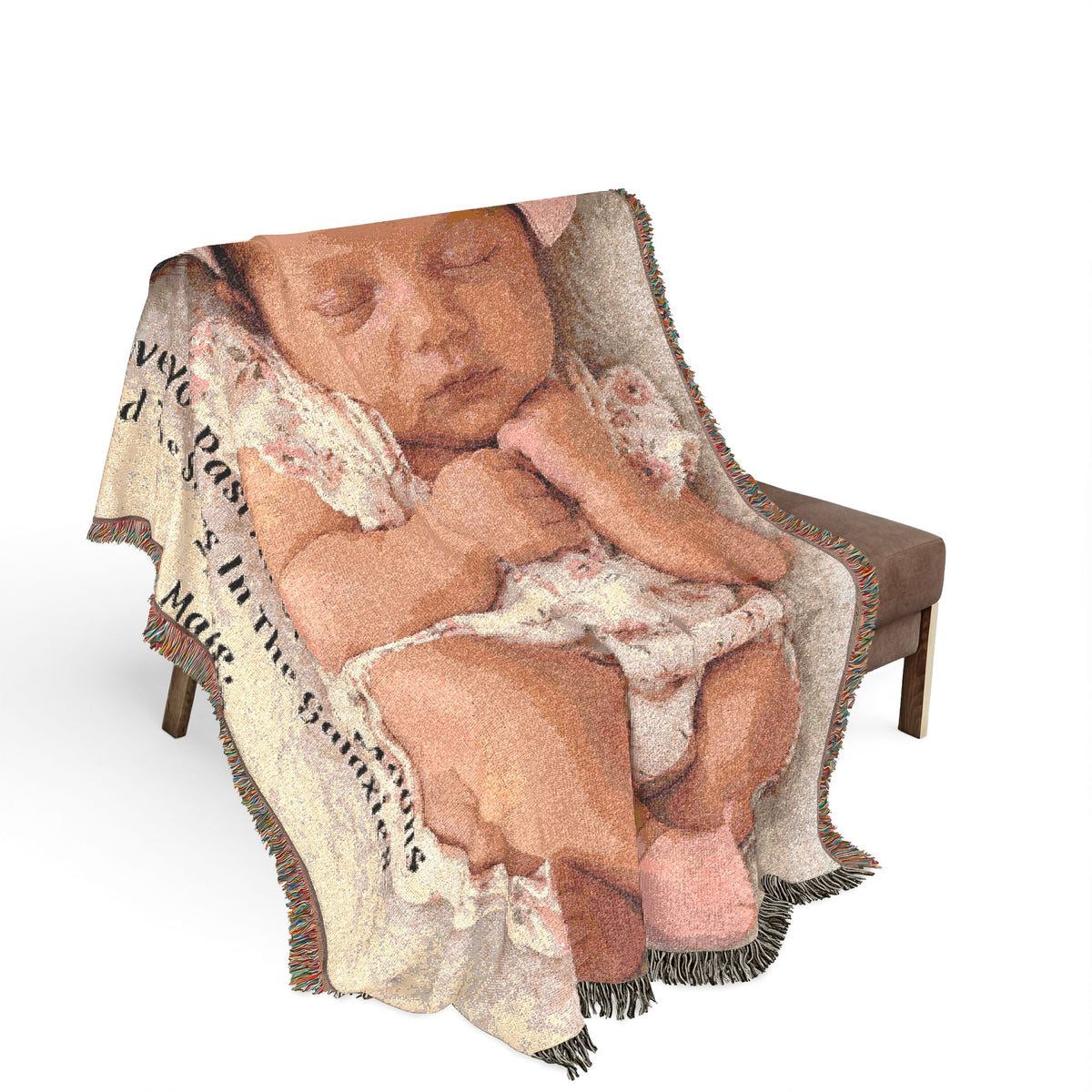 Personalized Photo & Message Woven Blanket – Custom Family, Baby, Pet & Keepsake Gift