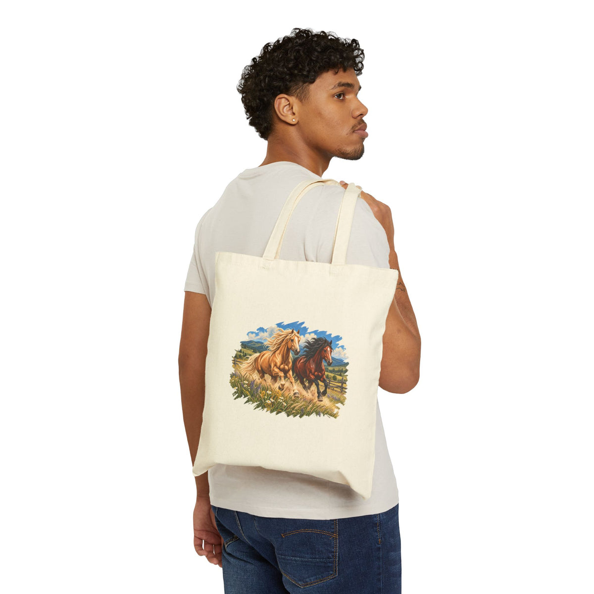 Horse Run Canvas Tote