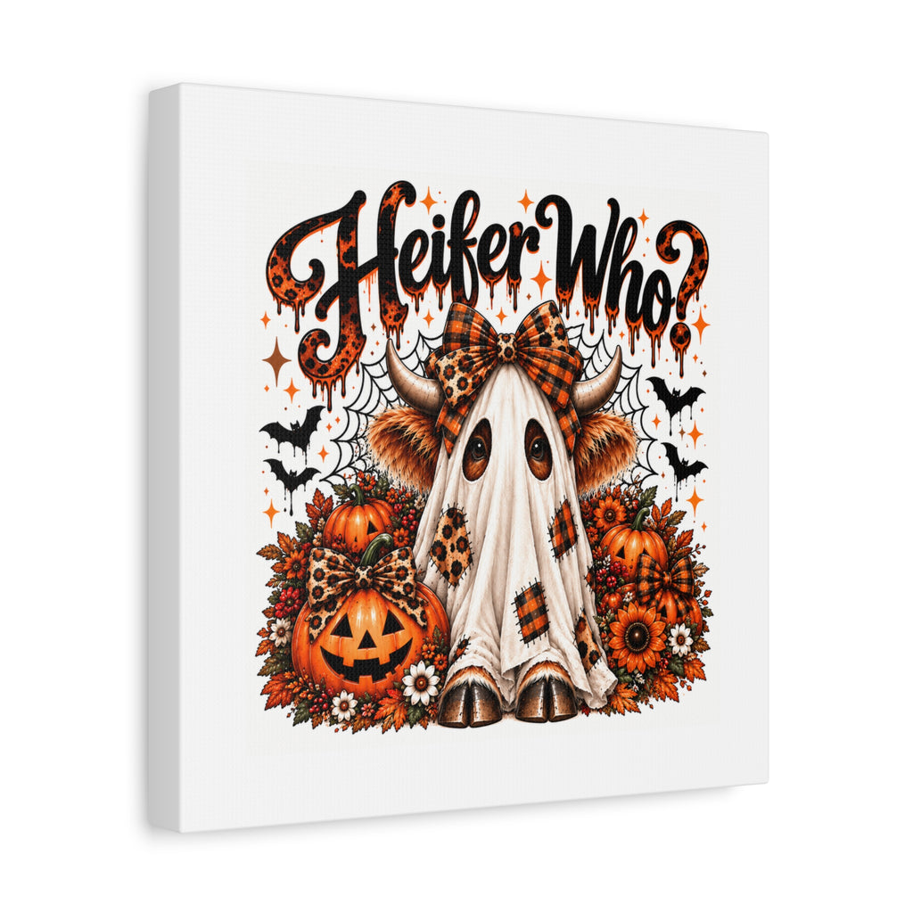 Halloween Highland Cow Ghost Matte Canvas