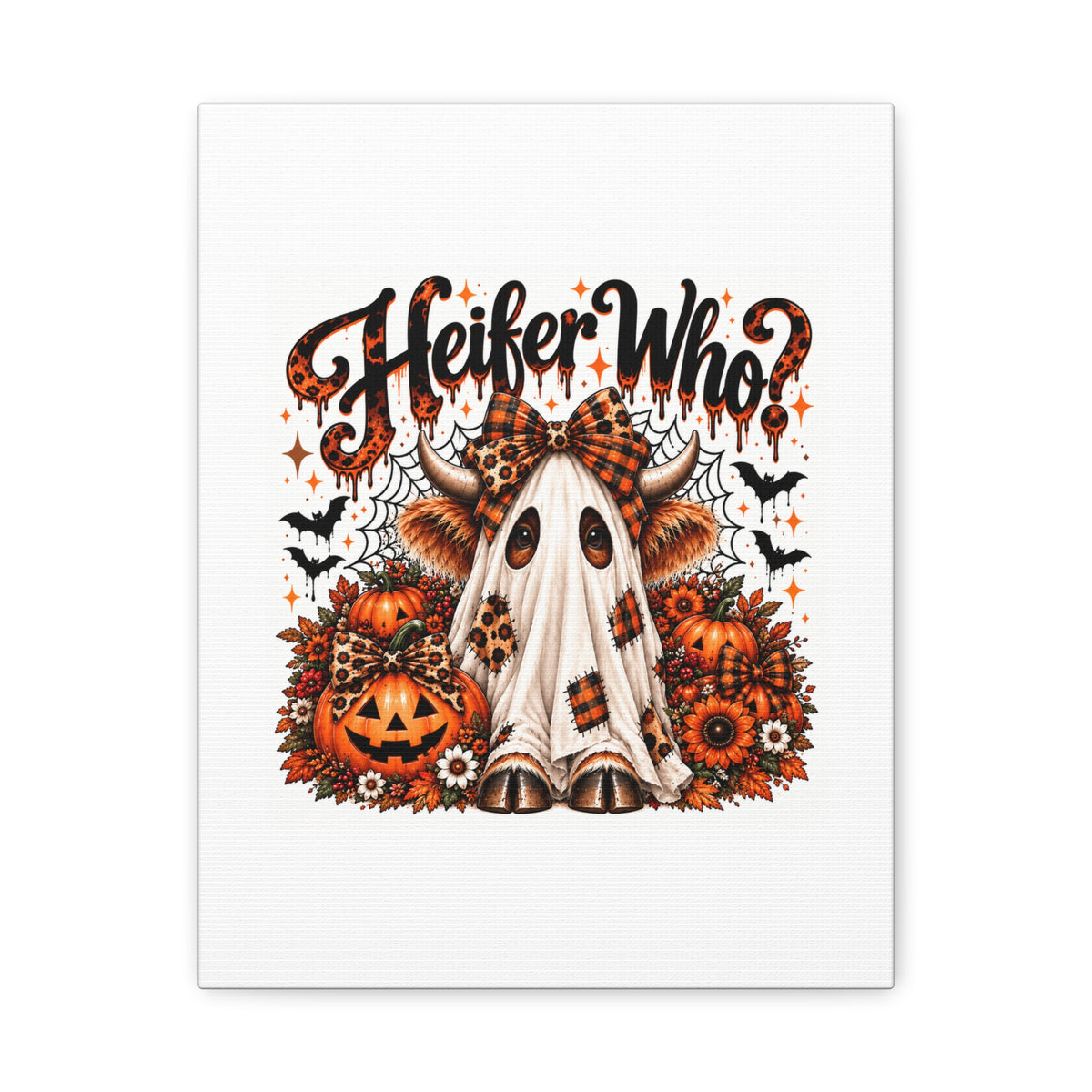 Halloween Highland Cow Ghost Matte Canvas